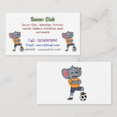 Afbeelding van de cartoon van de olifantenvoetbals visitekaartje (Voorkant / Achterkant)