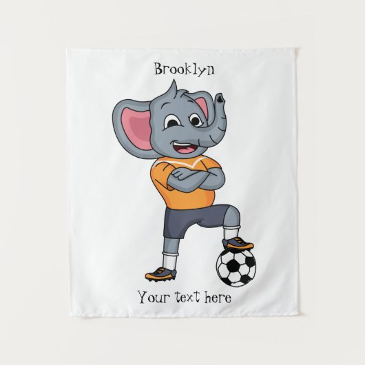 Afbeelding van de cartoon van de olifantenvoetbals wandkleed (Voorkant)