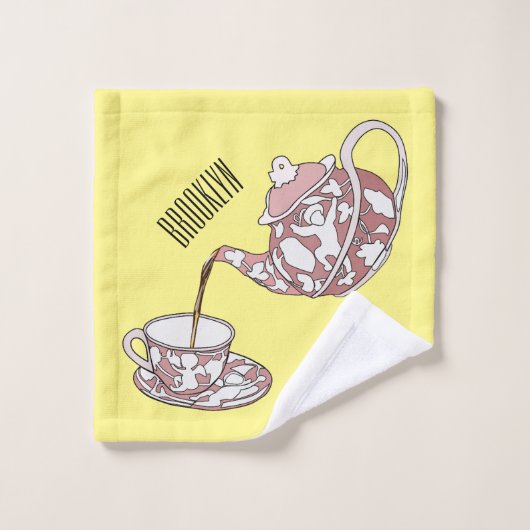 Afbeelding van de cartoon van de teacup-set bad handdoek (Wasdoekje)