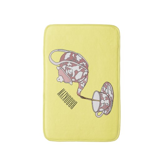 Afbeelding van de cartoon van de teacup-set badmat (Voorkant Verticaal)