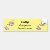 Afbeelding van de cartoon van de teacup-set bumpersticker (Voorkant)