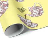 Afbeelding van de cartoon van de teacup-set cadeaupapier (Rol Hoek)