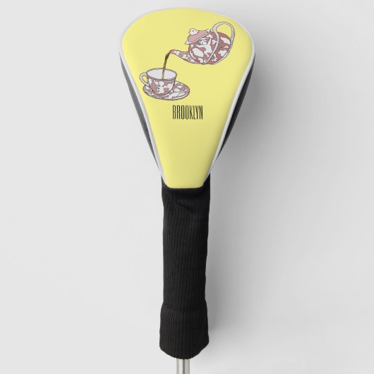 Afbeelding van de cartoon van de teacup-set golfheadcover (Voorkant)