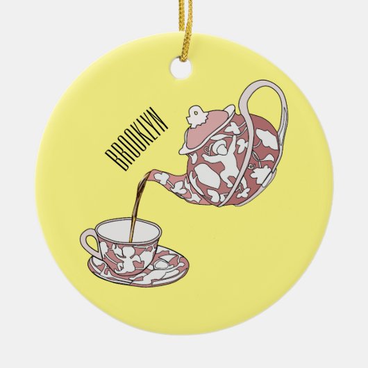 Afbeelding van de cartoon van de teacup-set keramisch ornament (Voorkant)