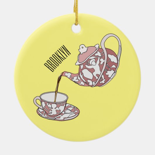 Afbeelding van de cartoon van de teacup-set keramisch ornament (Achterkant)
