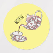 Afbeelding van de cartoon van de teacup-set labels (Design 1)