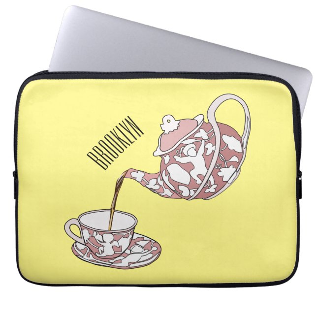 Afbeelding van de cartoon van de teacup-set laptop sleeve (Voorkant)