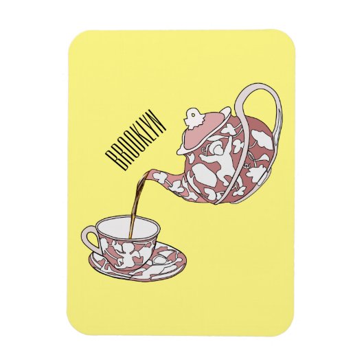 Afbeelding van de cartoon van de teacup-set magneet (Verticaal)