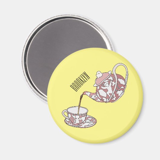 Afbeelding van de cartoon van de teacup-set magneet (Voorkant / Achterkant)