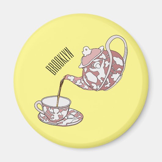 Afbeelding van de cartoon van de teacup-set magneet (Voorkant)