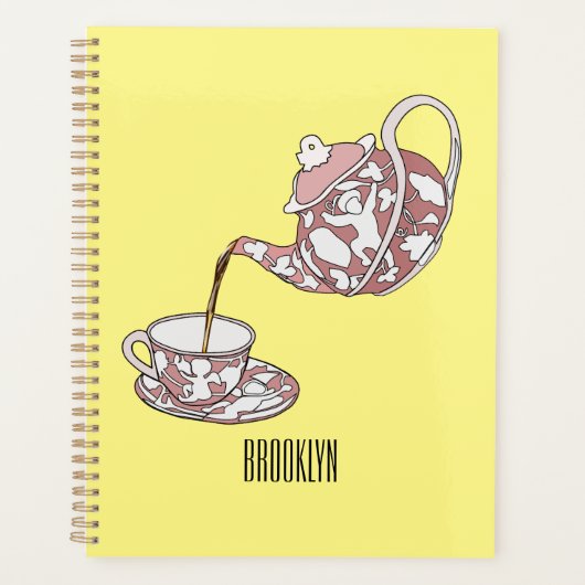 Afbeelding van de cartoon van de teacup-set planner (Voorkant)