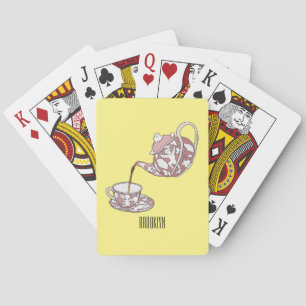 Afbeelding van de cartoon van de teacup-set pokerkaarten