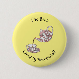 Afbeelding van de cartoon van de teacup-set ronde button 5,7 cm