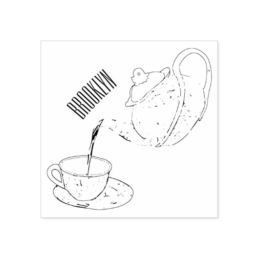 Afbeelding van de cartoon van de teacup-set rubberstempel (Afrduk)