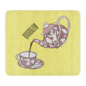 Afbeelding van de cartoon van de teacup-set snijplank (Voorkant)