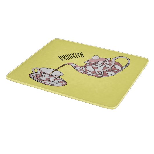 Afbeelding van de cartoon van de teacup-set snijplank (Hoek)