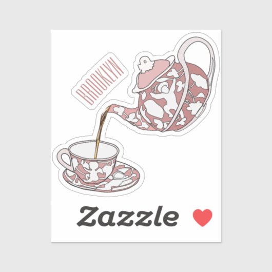 Afbeelding van de cartoon van de teacup-set sticker (Vel)