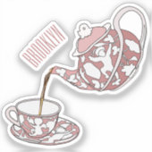 Afbeelding van de cartoon van de teacup-set sticker (Voorkant)