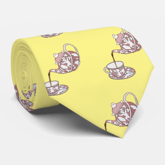 Afbeelding van de cartoon van de teacup-set stropdas (Opgerold)