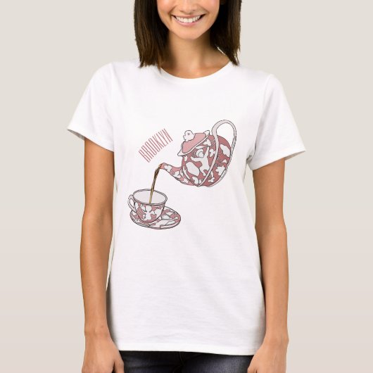 Afbeelding van de cartoon van de teacup-set t-shirt (Voorkant)