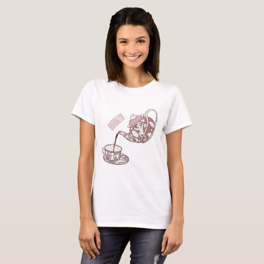 Afbeelding van de cartoon van de teacup-set t-shirt (Voorkant volledig)