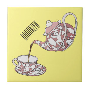 Afbeelding van de cartoon van de teacup-set tegeltje