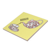 Afbeelding van de cartoon van de teacup-set tegeltje (Zijkant)
