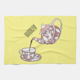 Afbeelding van de cartoon van de teacup-set theedoek