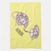 Afbeelding van de cartoon van de teacup-set theedoek (Verticaal)