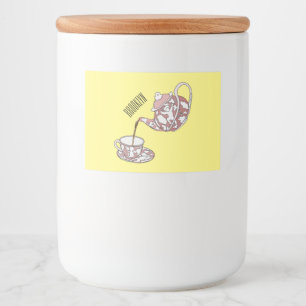 Afbeelding van de cartoon van de teacup-set voedselcontainer etiket