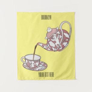Afbeelding van de cartoon van de teacup-set wandkleed