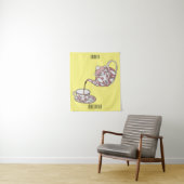 Afbeelding van de cartoon van de teacup-set wandkleed (In situ)