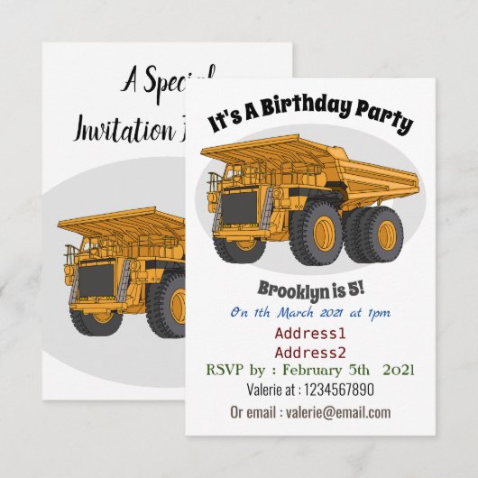 Afbeelding van de cartoon van de vrachtwagen kaart (Voorkant / Achterkant)