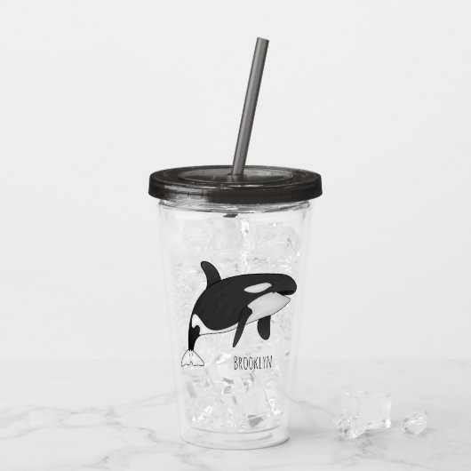 Afbeelding van de cartoon van de vulwalvis acryl drinkbeker (Achterkant ijs)