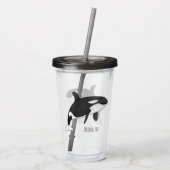 Afbeelding van de cartoon van de vulwalvis acryl drinkbeker (Achterkant)
