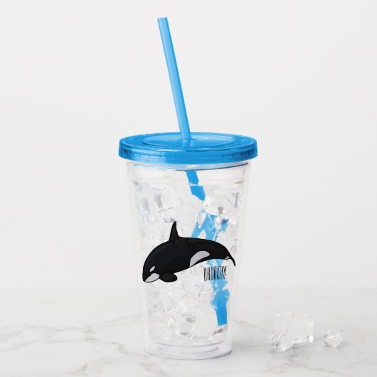 Afbeelding van de cartoon van de vulwalvis acryl drinkbeker (Voorkant ijs)