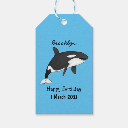 Afbeelding van de cartoon van de vulwalvis cadeaulabel (Voorkant)