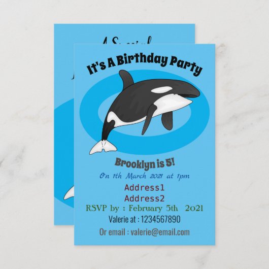 Afbeelding van de cartoon van de vulwalvis kaart (Voorkant / Achterkant)