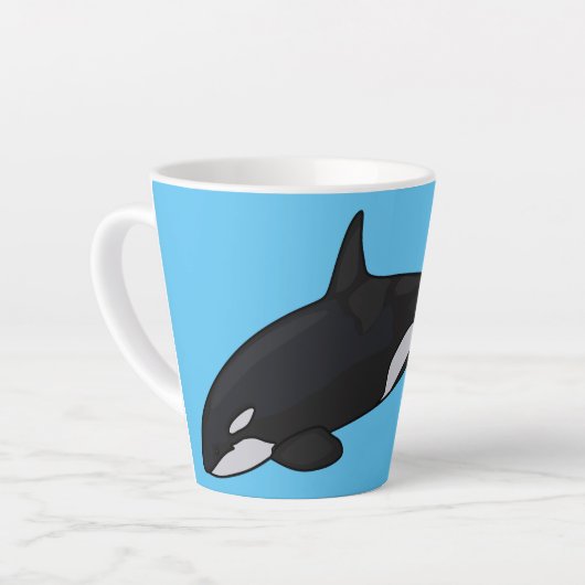 Afbeelding van de cartoon van de vulwalvis latte mok (Linkerhoek)