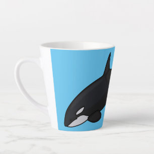 Afbeelding van de cartoon van de vulwalvis latte mok