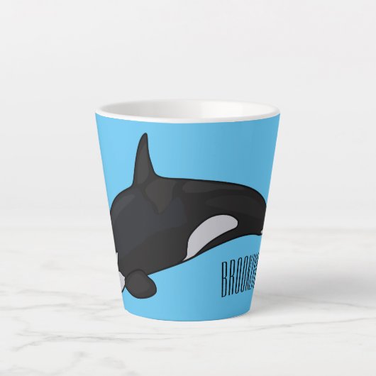 Afbeelding van de cartoon van de vulwalvis latte mok (Voorkant)