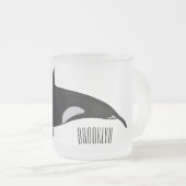 Afbeelding van de cartoon van de vulwalvis matglas koffiemok (Voorkant rechts)