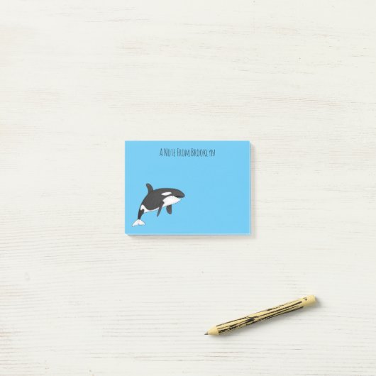 Afbeelding van de cartoon van de vulwalvis post-it® notes (Op bureau)