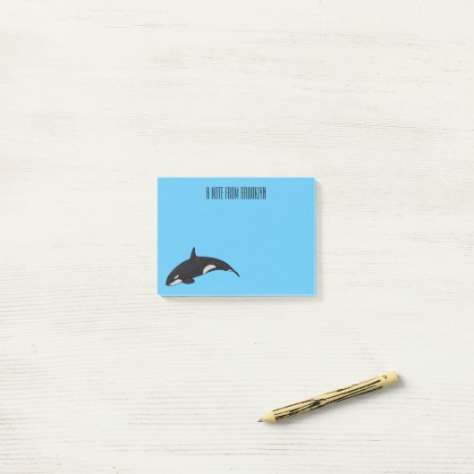 Afbeelding van de cartoon van de vulwalvis post-it® notes (Op bureau)