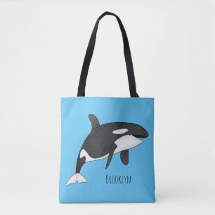Afbeelding van de cartoon van de vulwalvis tote bag