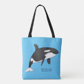 Afbeelding van de cartoon van de vulwalvis tote bag (Achterkant)
