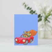 Afbeelding van de cartoon, van een kat die een aut briefkaart (Staand voorkant)