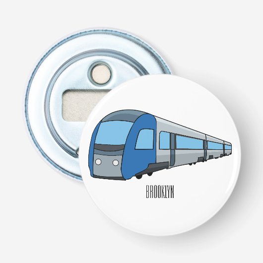 Afbeelding van de cartoon van elektrische treinen button flesopener (Voorkant)