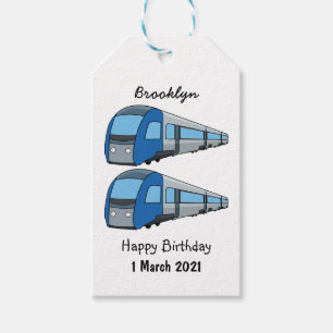 Afbeelding van de cartoon van elektrische treinen cadeaulabel
