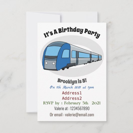 Afbeelding van de cartoon van elektrische treinen kaart (Voorkant)